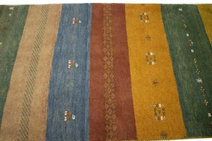 Vintage Tribal Multicolored Stripes 3X5 Gabbeh Persian Rug
