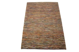 Multicolored Vintage Stripes Tribal 3X4 Gabbeh Persian Rug