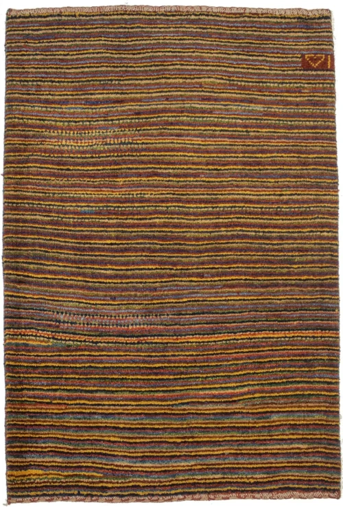 Vintage Multicolored Stripes Tribal 3X4 Gabbeh Persian Rug