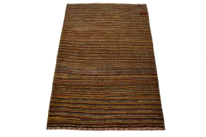 Vintage Multicolored Stripes Tribal 3X4 Gabbeh Persian Rug