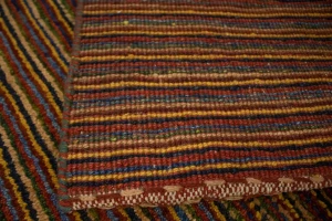 Vintage Multicolored Stripes Tribal 3X4 Gabbeh Persian Rug