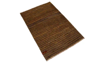 Vintage Multicolored Stripes Tribal 3X4 Gabbeh Persian Rug