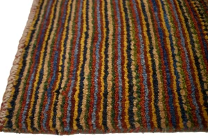 Vintage Multicolored Stripes Tribal 3X4 Gabbeh Persian Rug