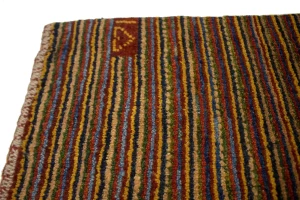 Vintage Multicolored Stripes Tribal 3X4 Gabbeh Persian Rug