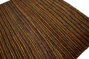 Vintage Multicolored Stripes Tribal 3X4 Gabbeh Persian Rug