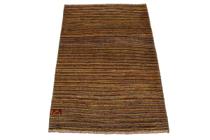 Vintage Multicolored Stripes Tribal 3X4 Gabbeh Persian Rug