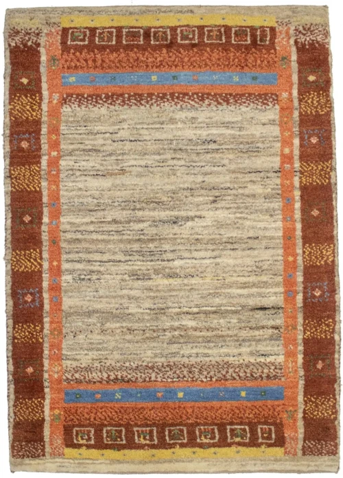 Vintage Tribal Bordered 3X4 Gabbeh Persian Rug