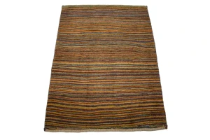 Vintage Multicolored Stripes Tribal 3X4 Gabbeh Persian Rug