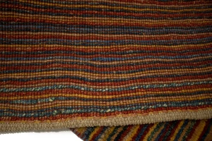 Vintage Multicolored Stripes Tribal 3X4 Gabbeh Persian Rug