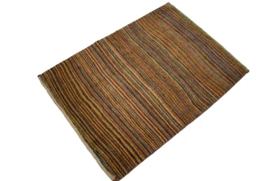 Vintage Multicolored Stripes Tribal 3X4 Gabbeh Persian Rug