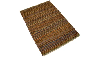 Vintage Multicolored Stripes Tribal 3X4 Gabbeh Persian Rug