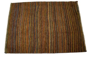 Vintage Multicolored Stripes Tribal 3X4 Gabbeh Persian Rug