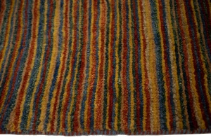 Vintage Multicolored Stripes Tribal 3X4 Gabbeh Persian Rug
