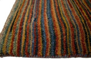 Vintage Multicolored Stripes Tribal 3X4 Gabbeh Persian Rug