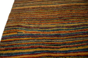 Vintage Multicolored Stripes Tribal 3X4 Gabbeh Persian Rug