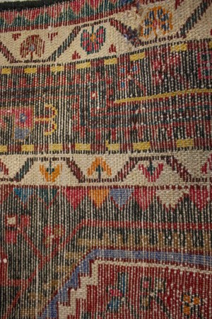 Vintage Geometric Red 3X6 Hamedan Persian Rug