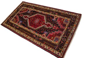 Vintage Geometric Red 3X6 Hamedan Persian Rug