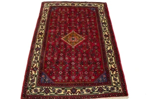 Red Vintage Tribal 3X5 Pictorial Hamedan Persian Oriental Rug