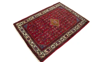 Red Vintage Tribal 3X5 Pictorial Hamedan Persian Oriental Rug