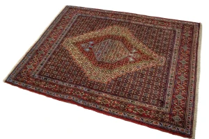 Purple-navy Vintage Floral Geometric 4X5 Bidjar Sanneh Persian Oriental Rug