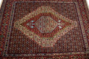 Purple-navy Vintage Floral Geometric 4X5 Bidjar Sanneh Persian Oriental Rug