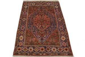 Vintage Floral Rusty Red 3X5 Bidjar Gholtogh Persian Rug