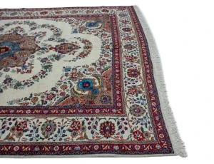 Vintage Ivory Traditional 10X13 Tabriz Persian Rug