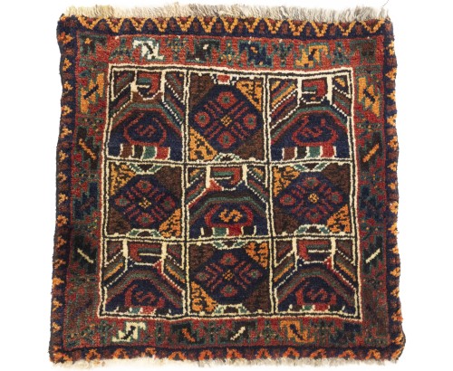 Vintage Brown Tribal 2X2 Shiraz Persian Square Rug