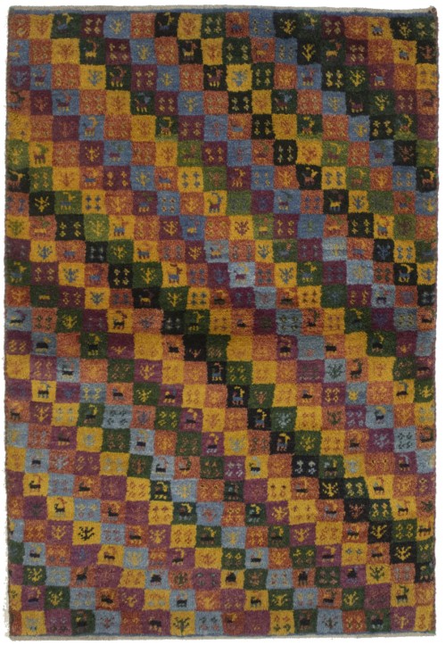 Multicolored Tribal Checker 3X4 Gabbeh Persian Rug