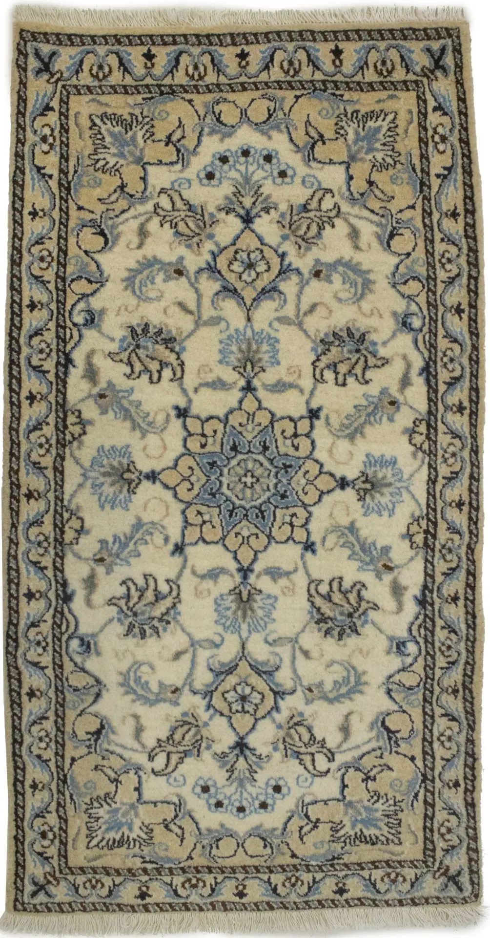 Cream Floral 3X4 Indo-Nain Oriental Rug