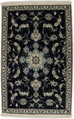 Navy Blue Floral Classic 3X4'7 Nain Persian Rug
