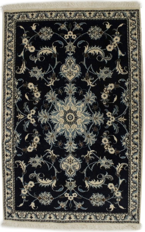 Navy Blue Floral Classic 3X4'7 Nain Persian Rug