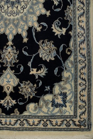 Navy Blue Floral Classic 3X5 Nain Persian Rug