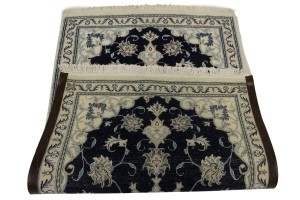Navy Blue Floral Classic 3X5 Nain Persian Rug