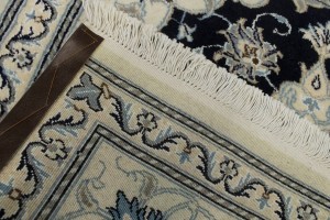 Navy Blue Floral Classic 3X5 Nain Persian Rug