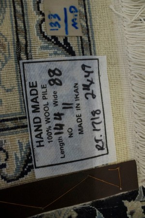 Navy Blue Floral Classic 3X5 Nain Persian Rug