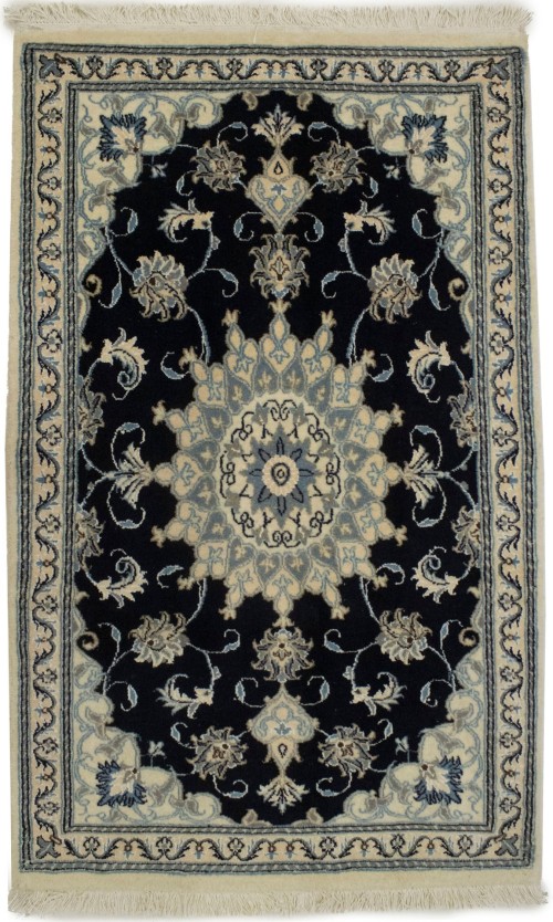 Navy Blue Floral Classic 3X5 Nain Persian Rug