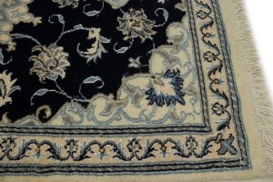 Navy Blue Floral Classic 3X5 Nain Persian Rug