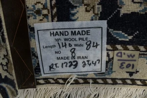 Navy Blue Floral Classic 3X5 Nain Persian Rug