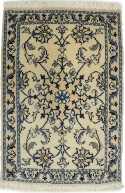 Cream Traditional 2X3 Floral Nain Kashmar Persian Oriental Rug