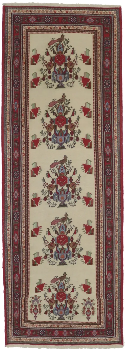 Cream Tribal 3X8 Sumak Persian Runner Rug