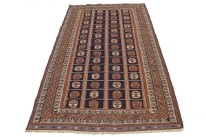 Purple-navy Tribal 4X7 Sumak Persian Rug