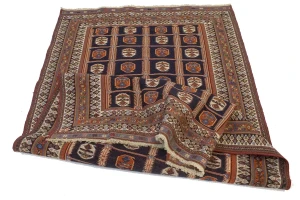 Purple-navy Tribal 4X7 Sumak Persian Rug