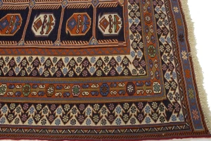 Purple-navy Tribal 4X7 Sumak Persian Rug