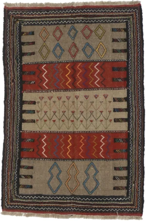 Khaki Tribal 4X6 Sumak Herati Persian Rug