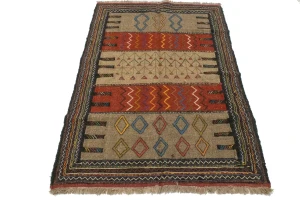 Khaki Tribal 4X6 Sumak Herati Persian Rug