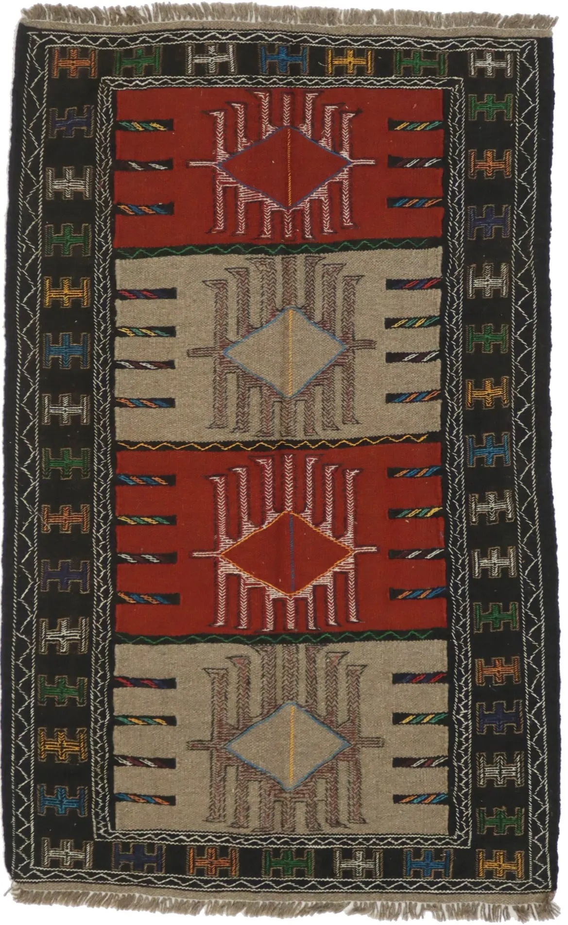 Khaki Tribal 4X6 Sumak Herati Persian Rug
