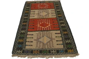 Khaki Tribal 4X6 Sumak Herati Persian Rug