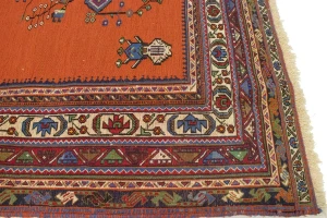 Orange Tribal 4X7 Sumak Persian Rug