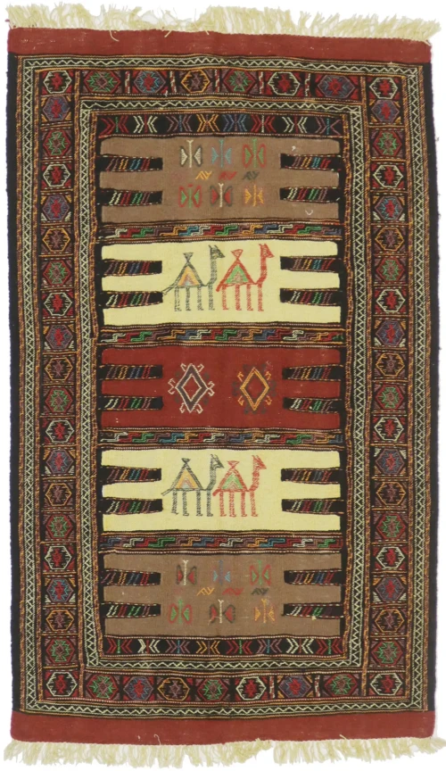 Khaki Tribal 3'4X5'7 Sumak Herati Persian original Rug